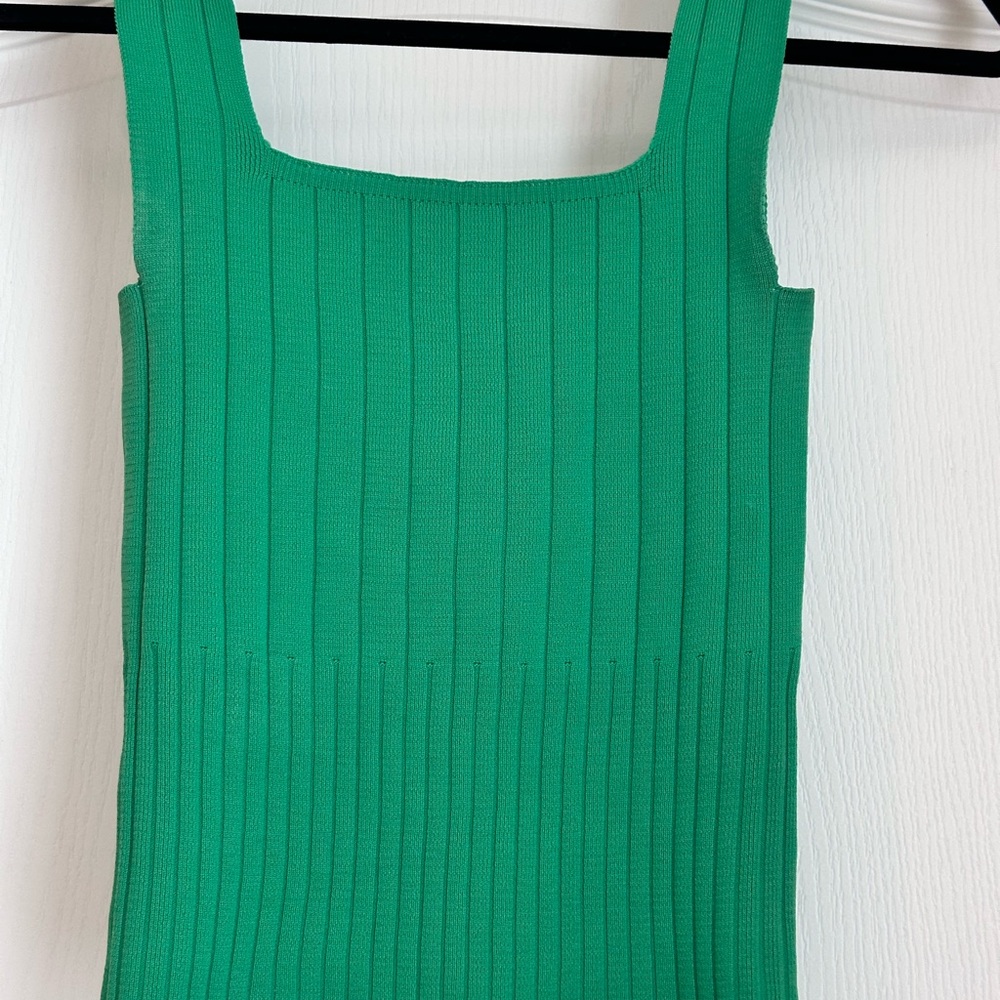 Green Ribbed Women's Top